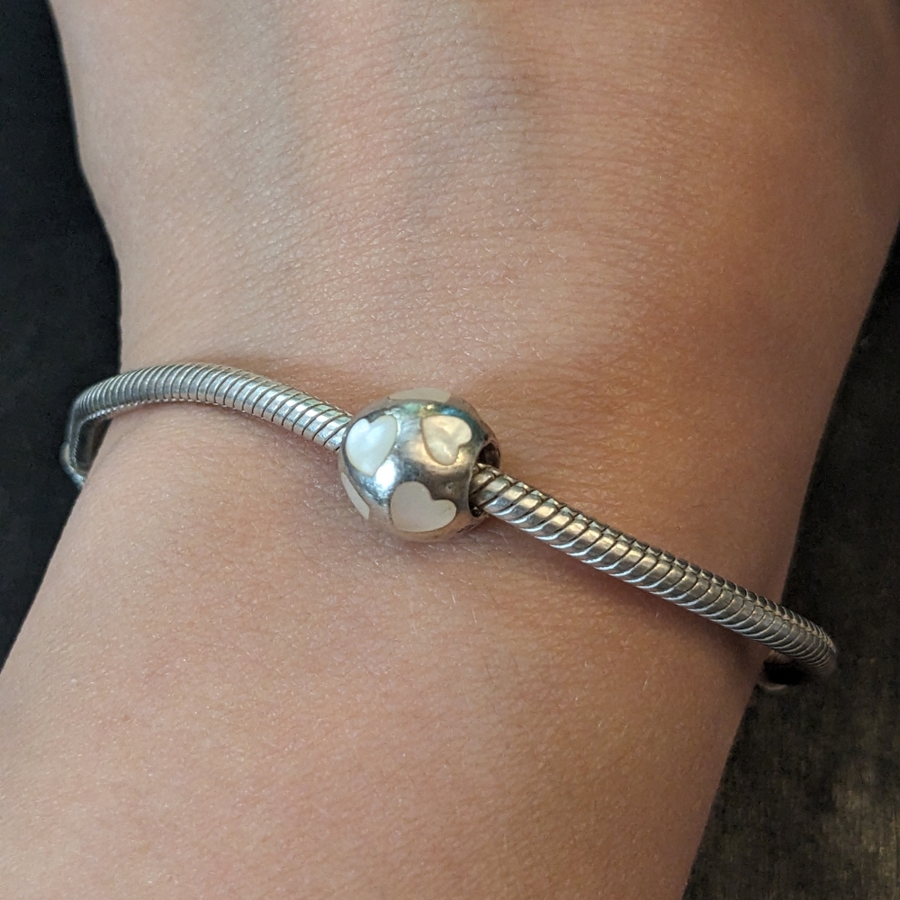 Pandora Love Me White Mother of Pearl Heart Charm